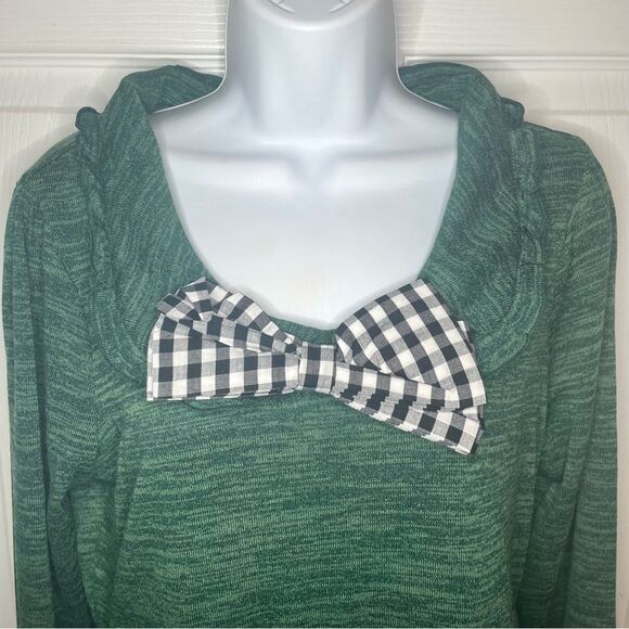 Modcloth Emerald Green Touched by Time Ruffle Accent Buffalo Plaid Bow M NWT - Picture 6 of 13